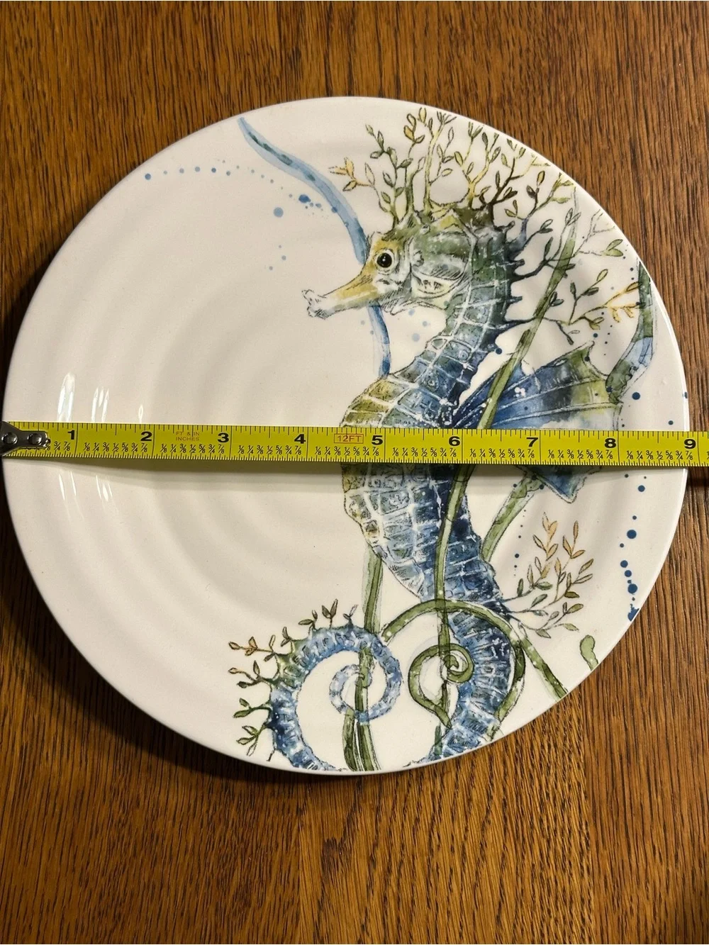 Pier 1 Sea Life Seahorse 9” Salad Plate Ironstone Coastal Nautical Discontinued